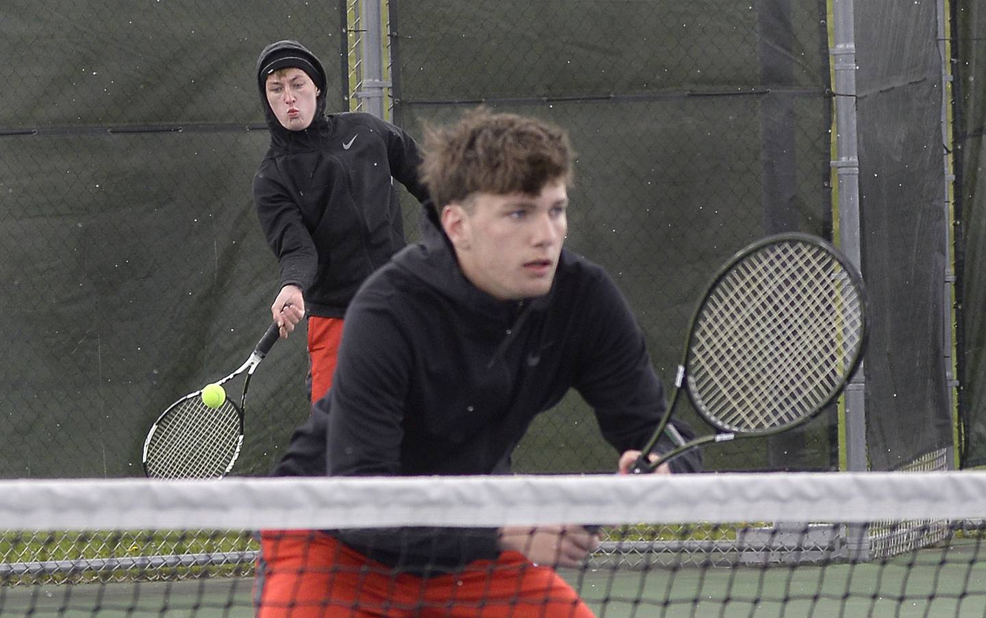 The Ottawa doubles team of Adam Gross and Noah Gross compete during the Ottawa Invitational on Saturday, April 22, 2023.