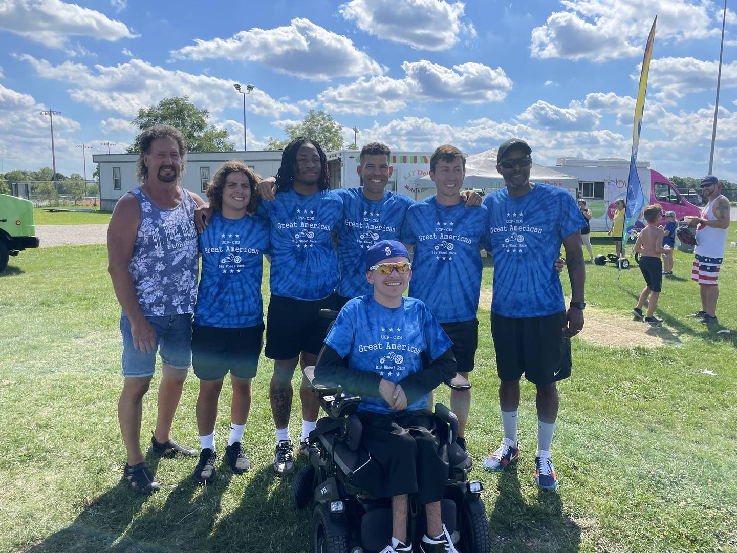Team Lawson Sizemore took first place at the 2nd annual Great American Big Wheel Race on Sunday, July 31, 2022, at Busey Bank Joliet Memorial Stadium. The event was a fundraiser for United Cerebral Palsy-Center for Disability Services in Joliet. Lawson Sizemore of Shorewood is seated.