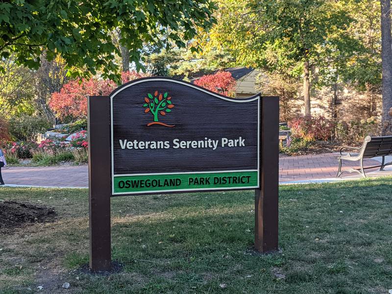 Veterans Serenity Park is located at 33 N. Adams St. in Oswego, next to the Park District’s Hudson Crossing Park.