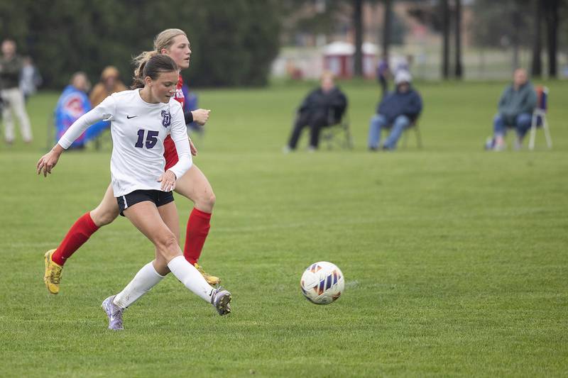Dixon’s Jenna Harrison takes a shot on goal against Oregon Thursday, May 1, 2025.