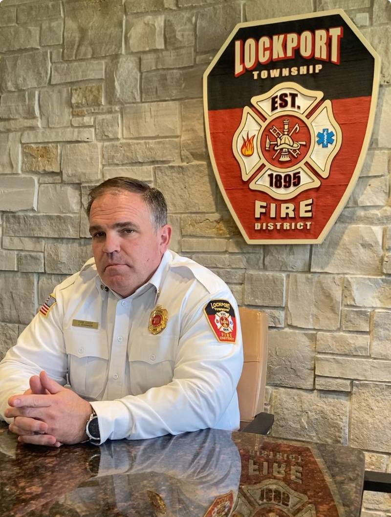 Lockport Township Fire Protection District Chief John O'Connor speaks about the plans for the new public safety training facility on April 14, 2025.
