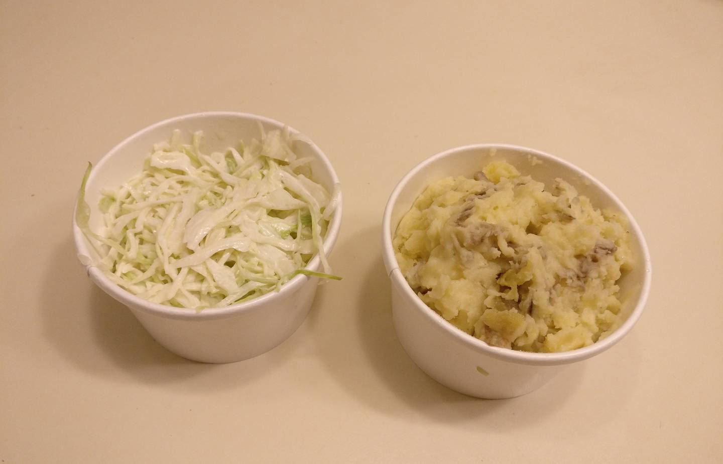 Cole slaw and mashed potatoes from Birdette's at the Dream Hall in Elgin.