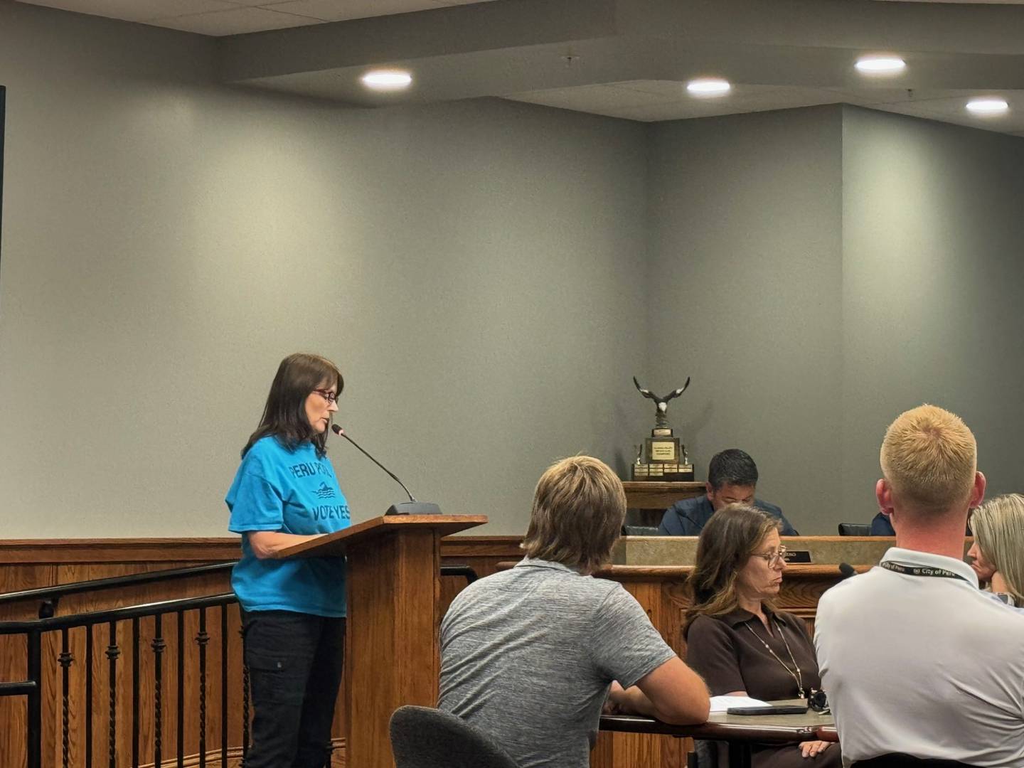 Former Alderwoman Sherry Mayszak speaks during the final public comment Monday to the council.
