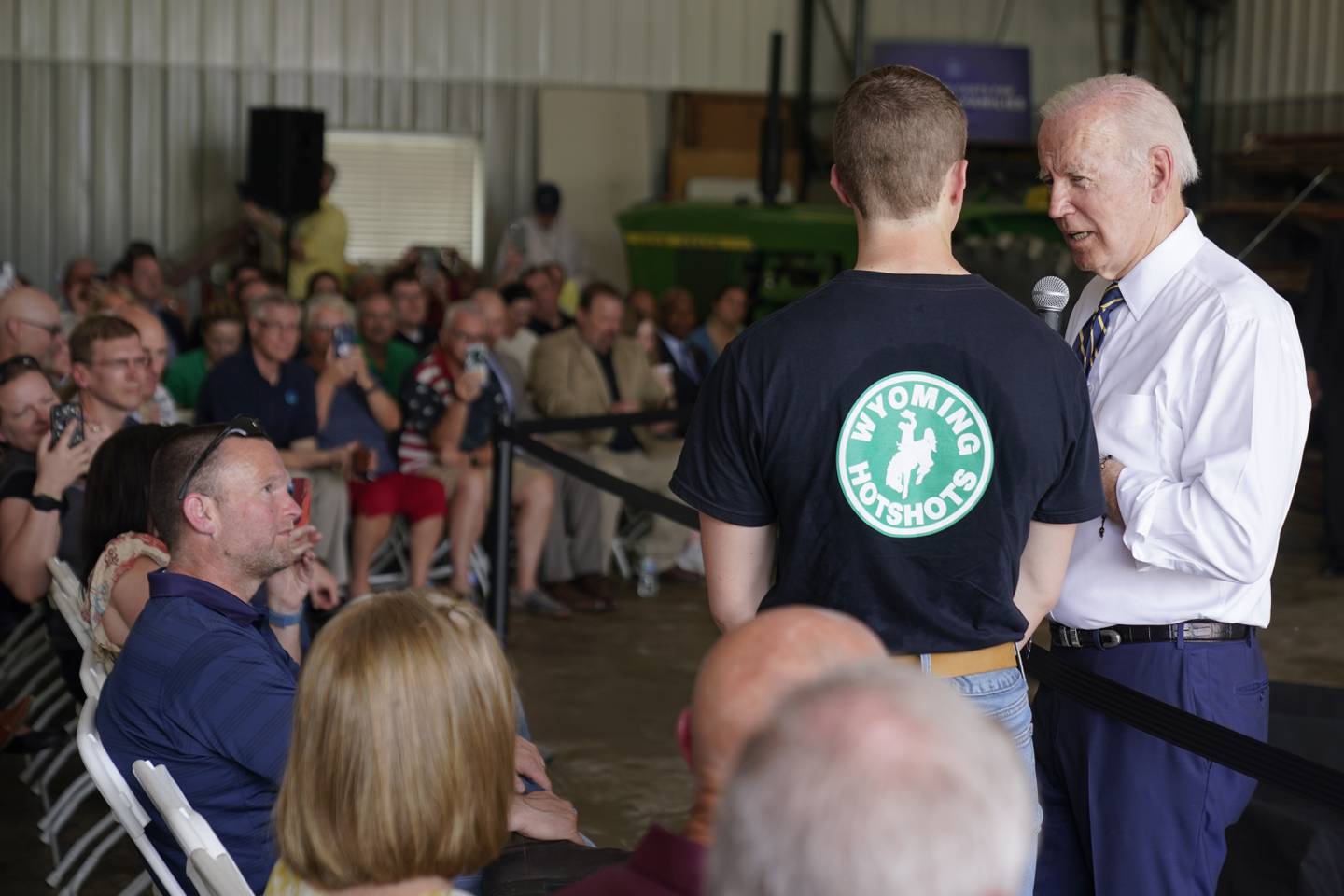 President Joe Biden speaks during a visit to O'Connor Farms, Wednesday, May 11, 2022, in Kankakee, Ill. Biden visited the farm to discuss food supply and prices as a result of Putin's invasion of Ukraine. (AP Photo/Andrew Harnik)