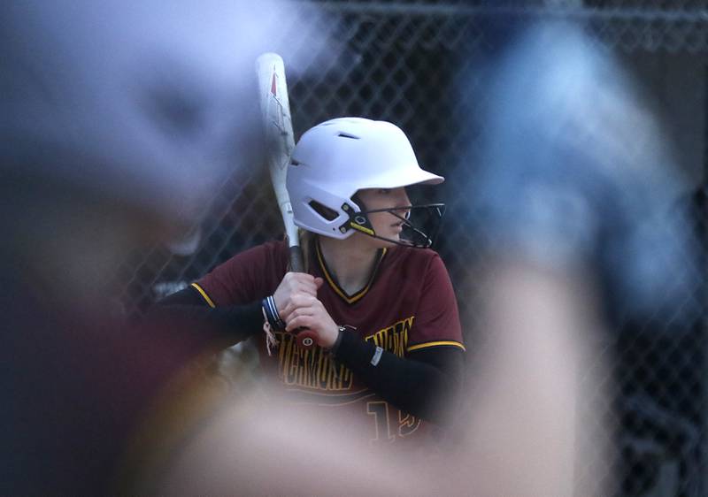 Richmond-Burton’s Rebecca Lanz bats during a nonconference softball game against Cary-Grove Tuesday, March 21, 2023, at Cary-Grove High School.