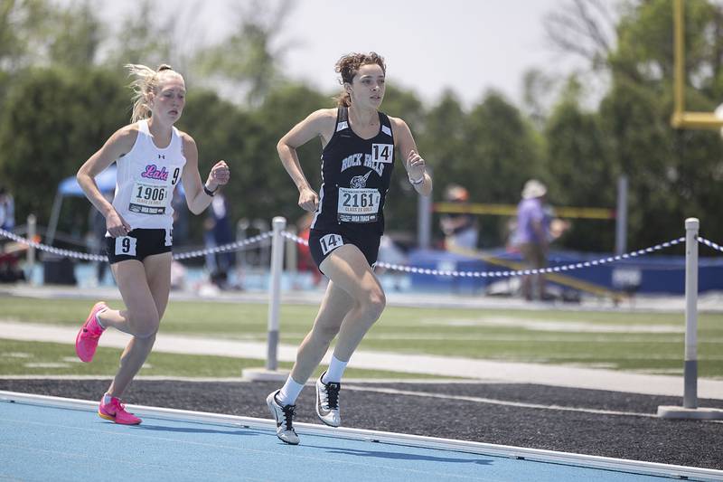 Rock Falls’ Ariel Hernandez competes in the 2A 3200 run Saturday, May 20, 2023 during the IHSA state track and field finals at Eastern Illinois University in Charleston.