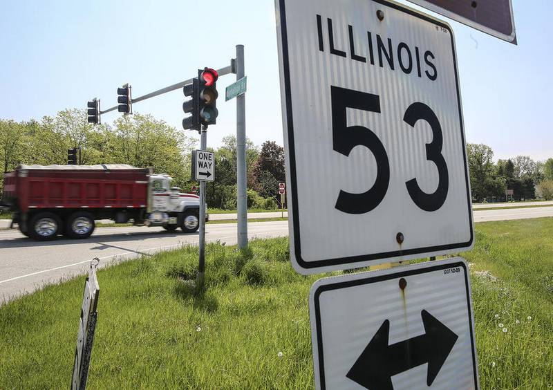 Traffic flows along Route 53 on Wednesday in Joliet Township. State officials are considering how to improve traffic problems in the area.