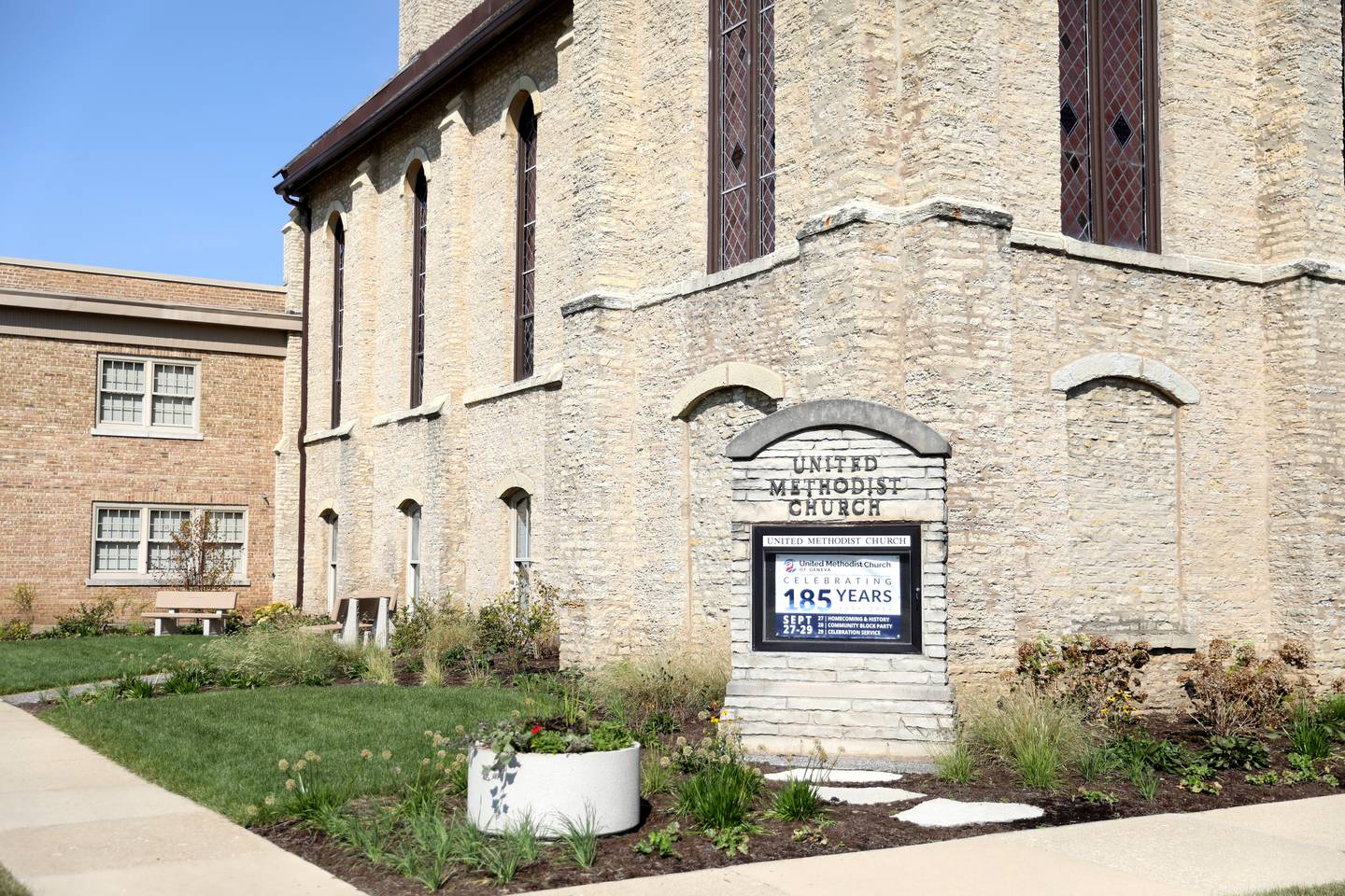United Methodist Church of Geneva will celebrate the 185th year of official gatherings of Methodists in Geneva along with 150 years in the current location on Hamilton Street Sept. 27-29, 2024 in Geneva.