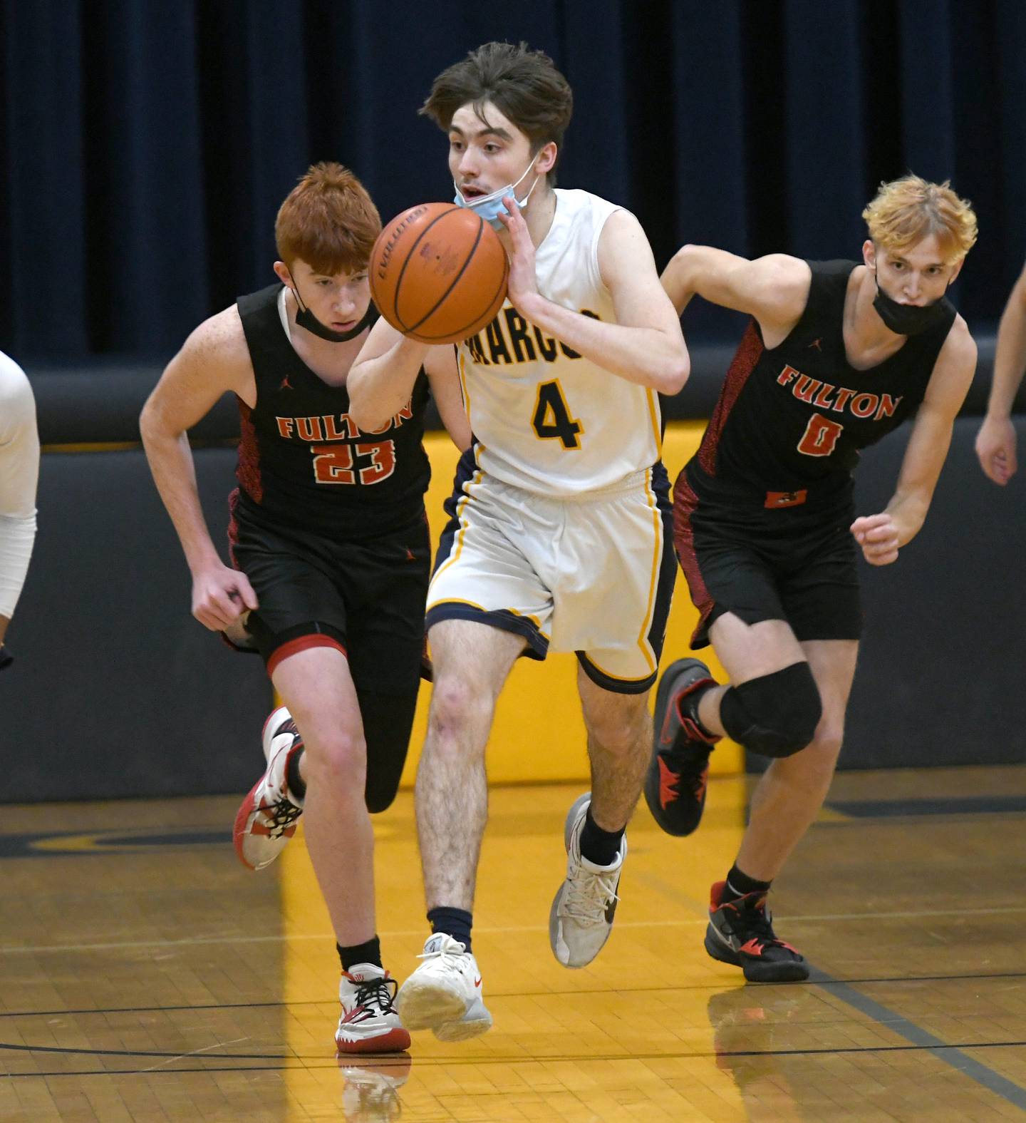 Polo's Brock Soltow gets ready to pass up court during  Jan. 14 action against Fulton.