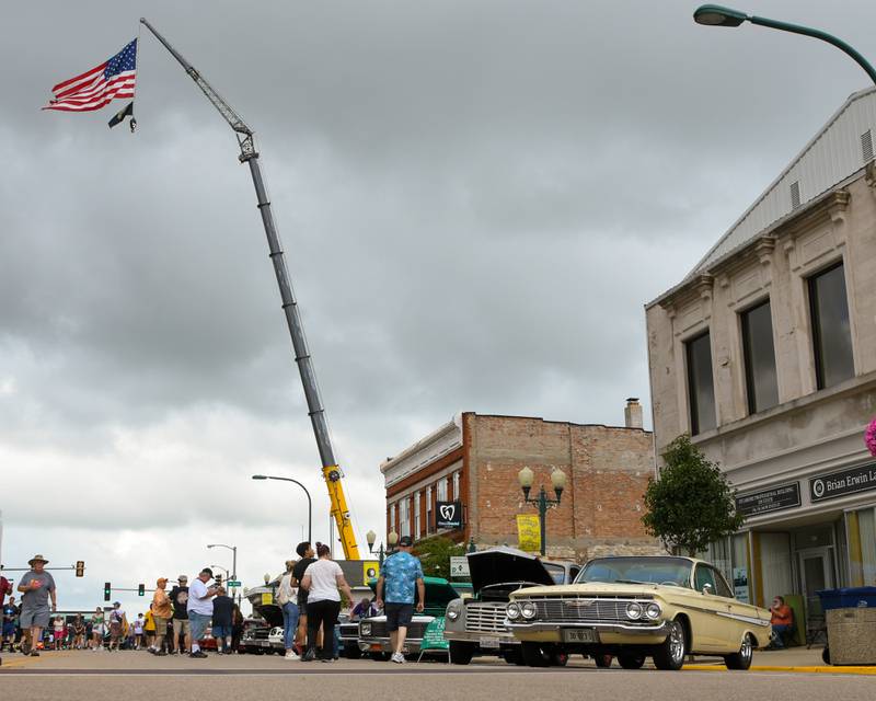 Cars line State Street for blocks in downtown Sycamore during the 24th annual Fizz Ehrler Memorial Turning Back Time Car Show held on Sunday, July 28, 2024.
