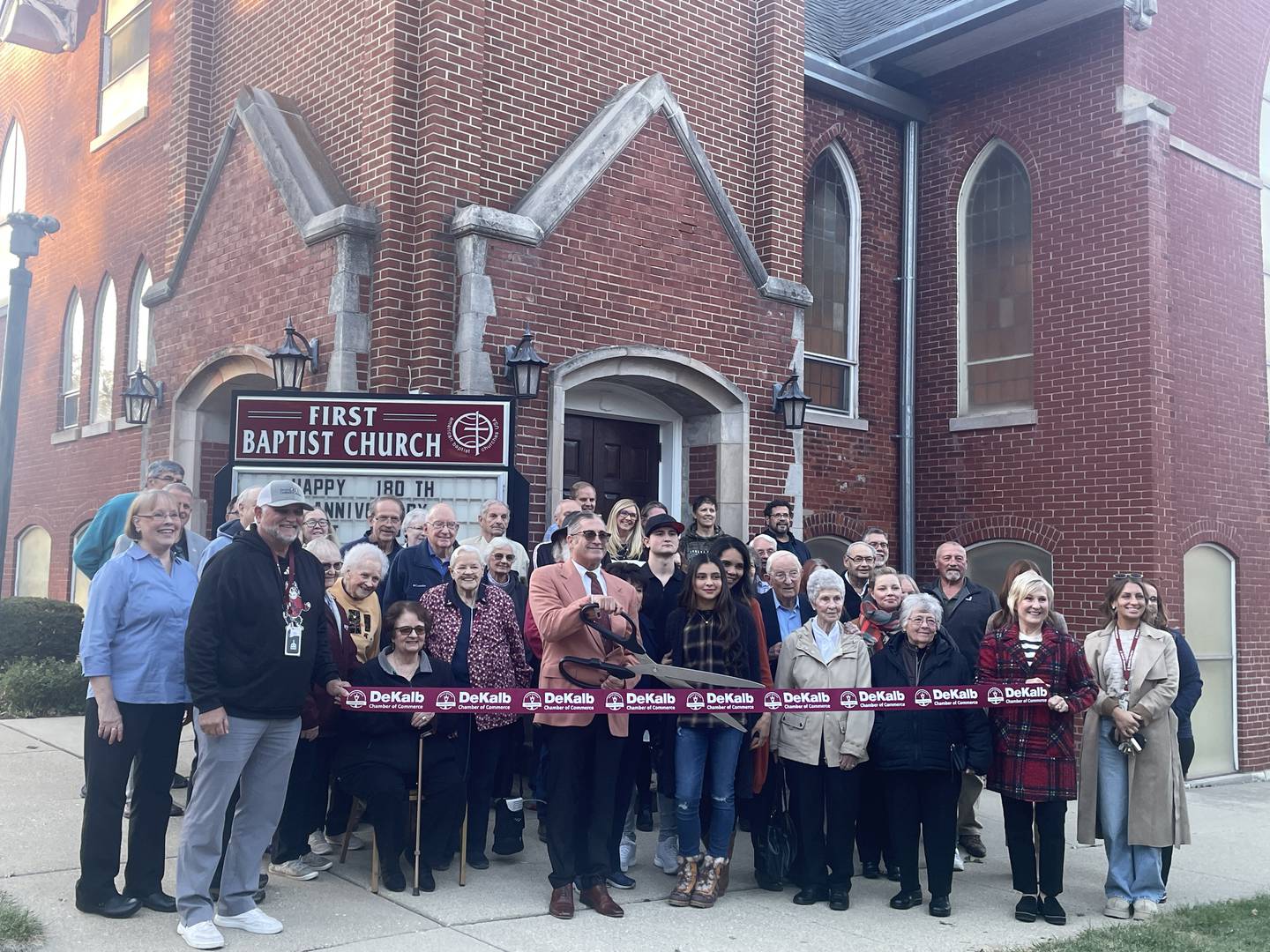 A ribbon cutting celebration held Oct. 16, 2024, marks the 180th anniversary of First Baptist Church of DeKalb.