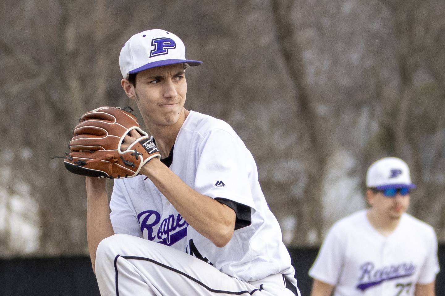 Plano pitcher Christian Sloat delivers an offering during Monday's game with Mendota in Plano.