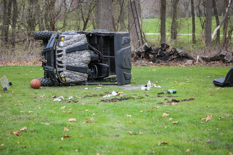 Three people were injured when a UTV rolled over Saturday, April 19, 2025 near Cary.