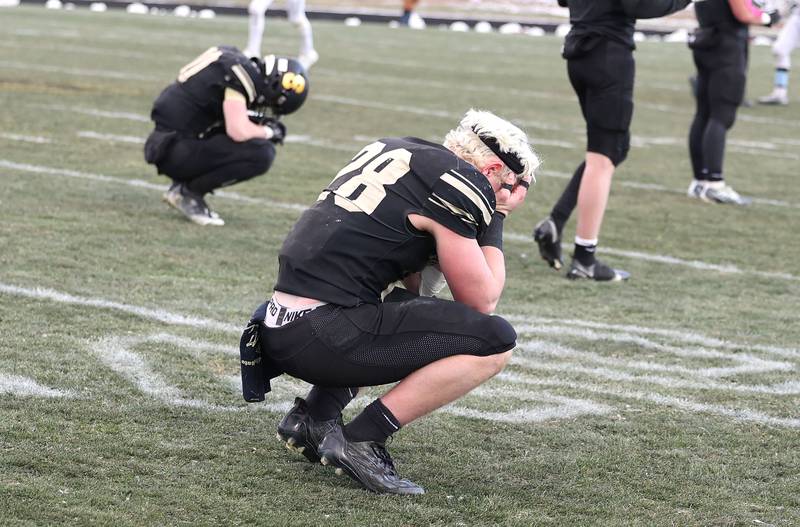 Sycamore players react as time ran out during their loss to Nazareth Saturday, Nov. 18, 2022, in the state semifinal game at Sycamore High School.