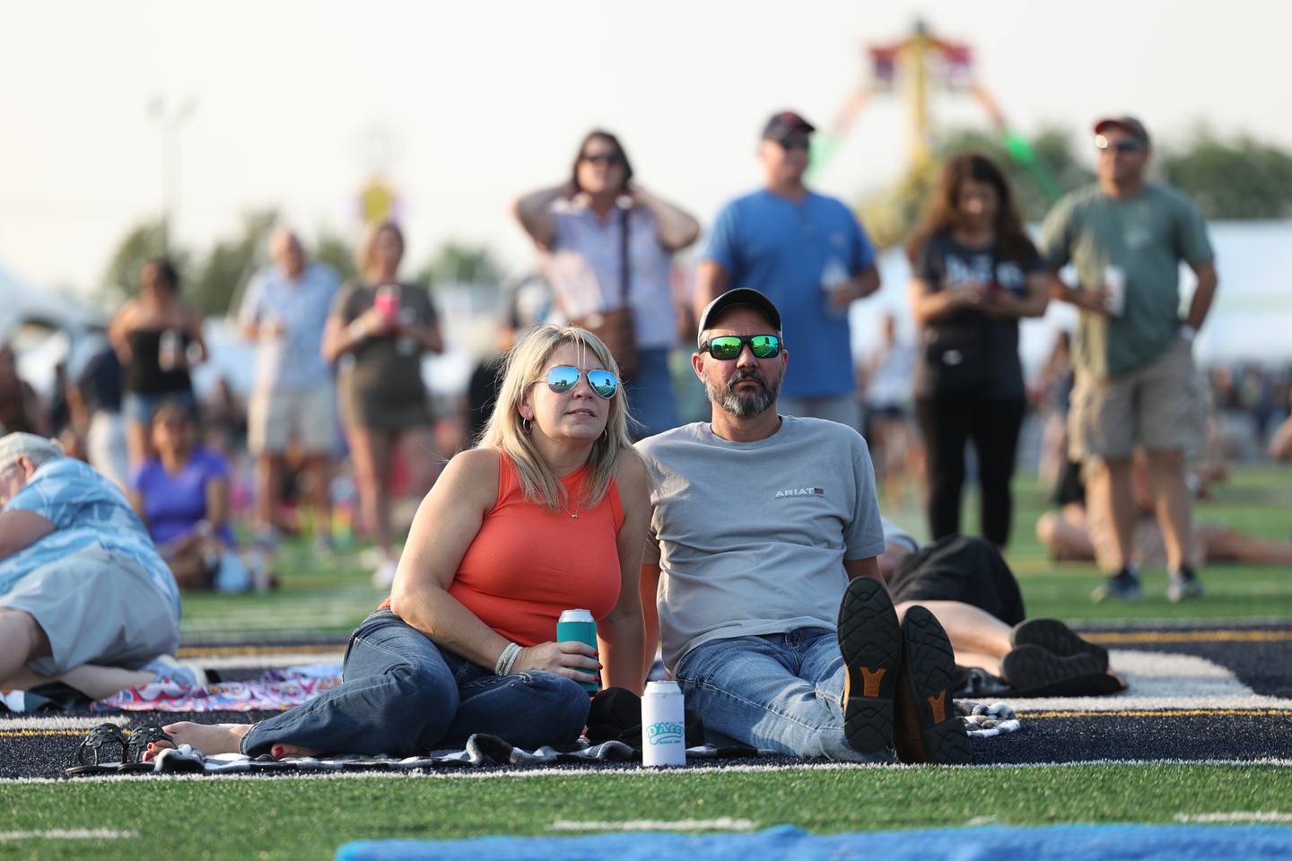 Marsha Perez and Kenny Roberts enjoy live music at the Taste of Joliet on Friday, June 23, 2023.