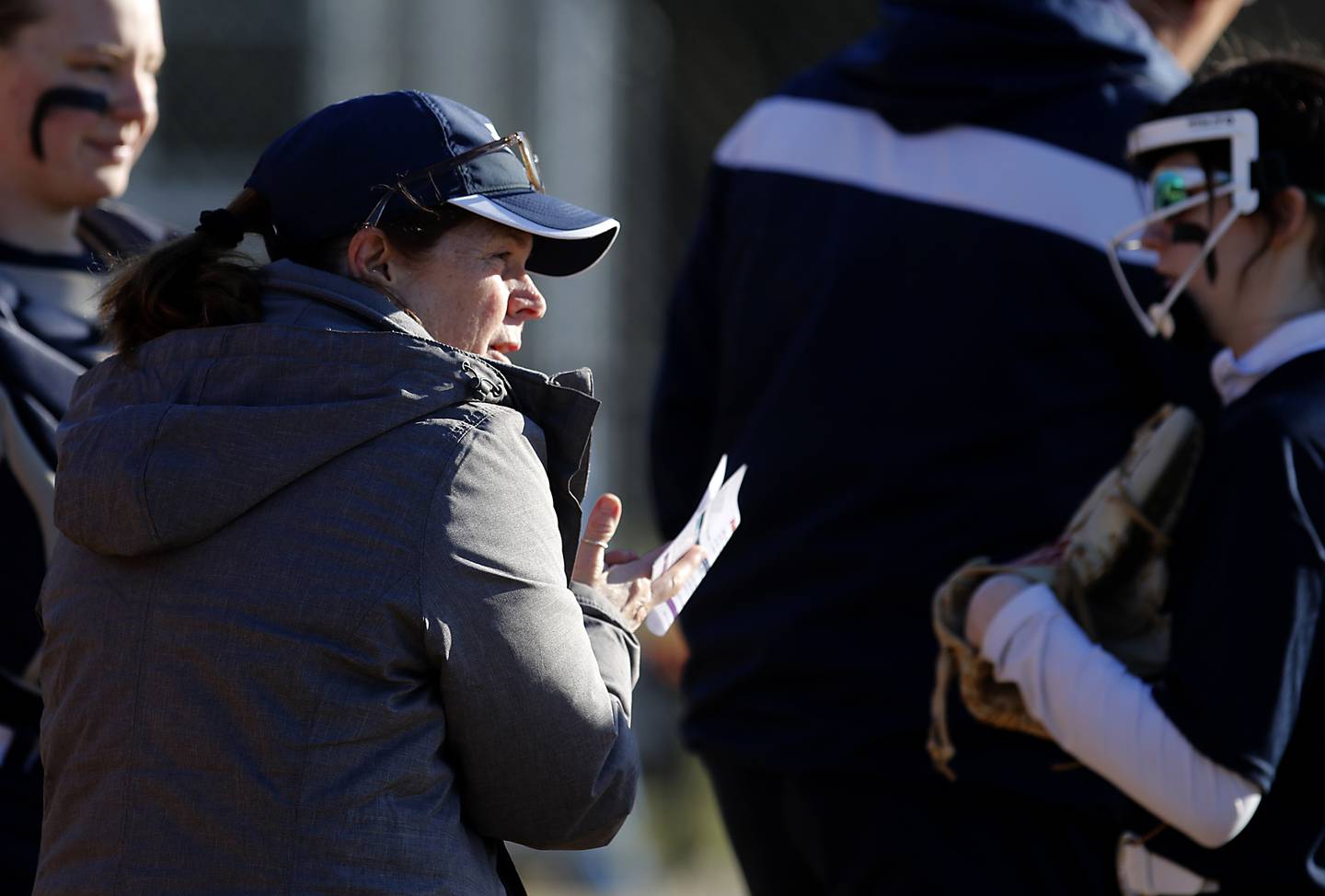 Cay-Grove coach Tammy Olson watches her team play Crystal Lake Central during a Fox Valley Conference softball game Thursday, April 6, 2023, at Crystal Lake Central High School.