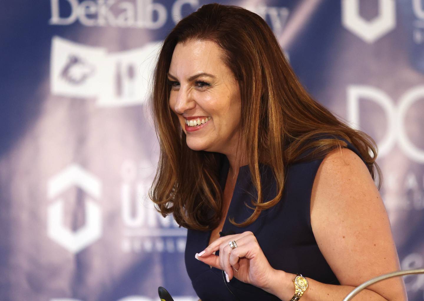 Keynote speaker Nicole Martin, Chief Empowerment Officer and Founder of HRBoost, LLC, talks Thursday, April 28, 2022, during the annual DeKalb County Economic Development Corporation dinner and state of the county event at Faranda's Banquet Center in DeKalb.