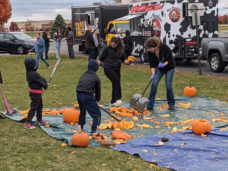 The Oswego Junior Women's Club on Nov. 8 hosted a pumpkin smash community composting event at Prairie Point Community Park in Oswego.