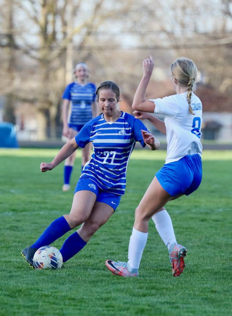 Princeton's Ava Kyle makes her moves against HBR Monday at Bryant Field.