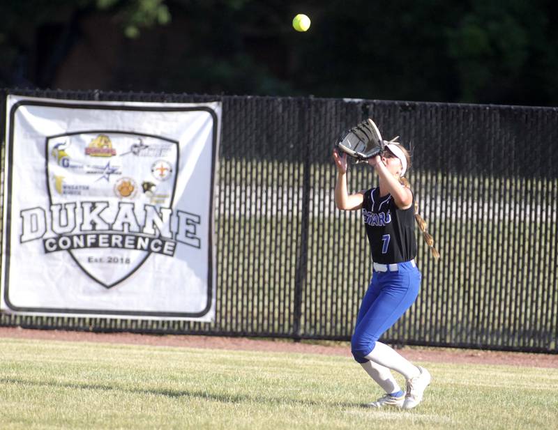 St. Charles North’s Mackenzie Patterson makes a catch in left field during a Class 4A St. Charles North Sectional final against Lake Park on Friday, June 2, 2023.
