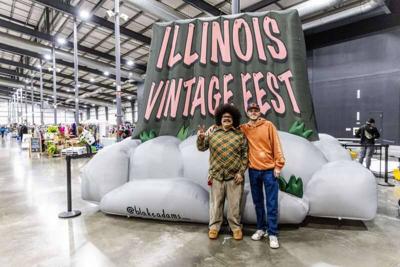 Illinois Vintage Fest organizers Shayne Kelly and Ben Justice (right), at the February 2024 Illinois Vintage Fest, being hosted again this weekend in Grayslake.