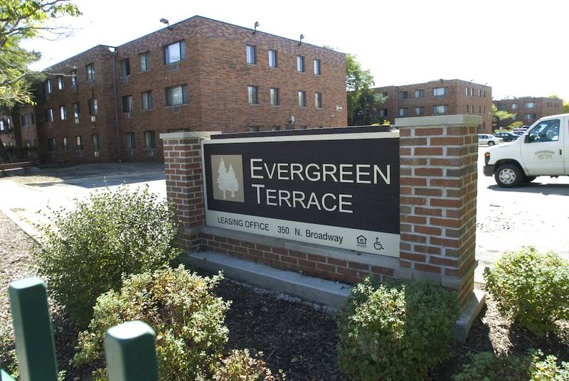 A view of the Evergreen Terrace housing complex in the 300 block of North Broadway Street in Joliet.