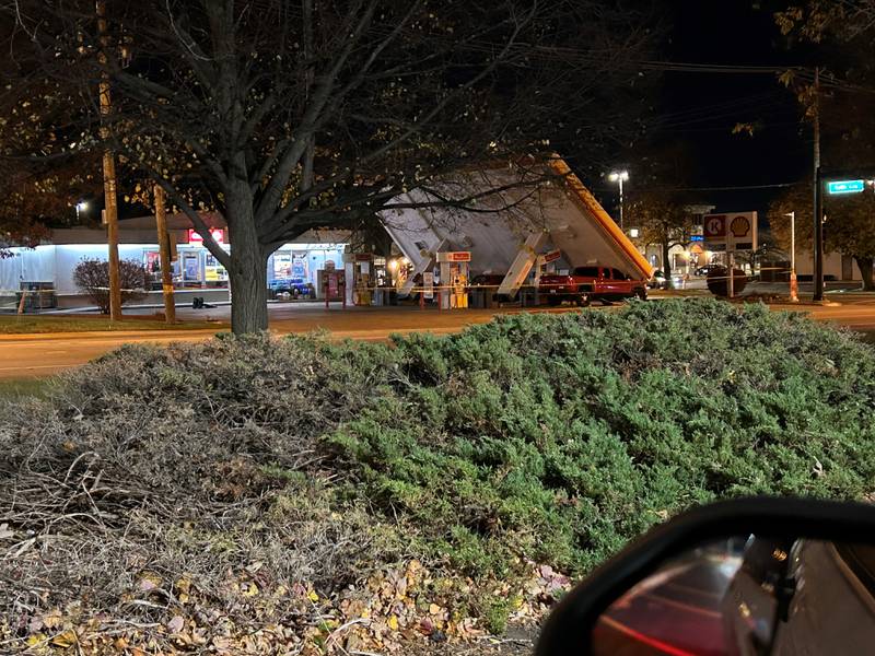 No one was hurt after a Shell gas station canopy collapsed in Crystal Lake Thursday night.