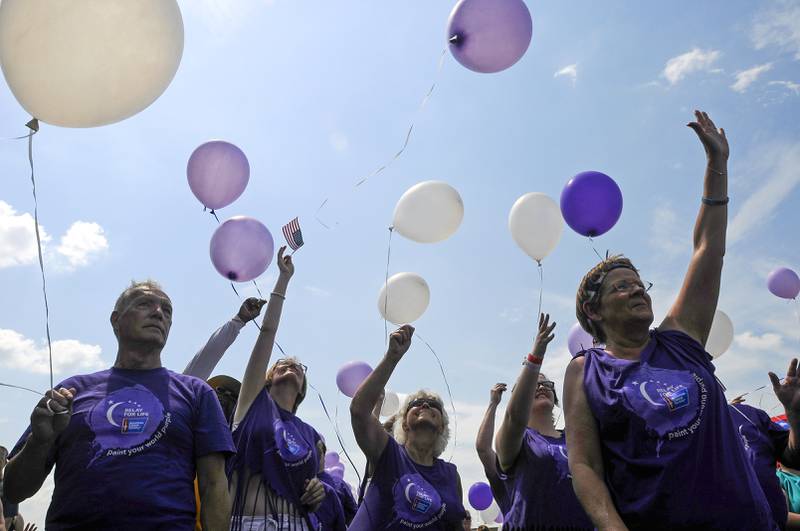 Survivors release their balloons before the inaugural lap at the 2016 Relay For Life of Kankakee County held at Bishop McNamara High School. The annual fundraising event to benefit cancer research celebrates its 30th anniversary this Saturday.