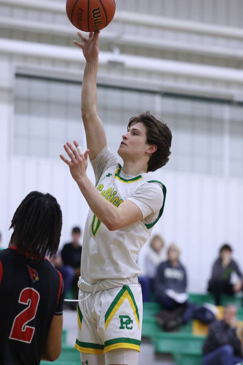 Providence’s Gabe Dunn takes a shot from the paint against Eisenhower on Wednesday 1st, 2023.