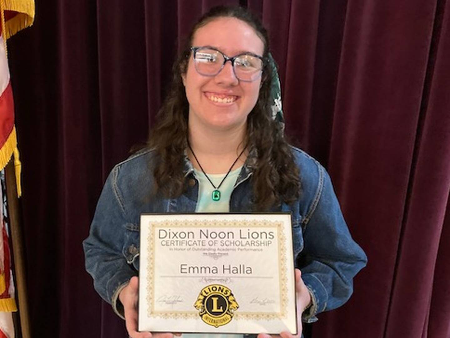 Dixon Noon Lions scholarship recipient Emma Halla