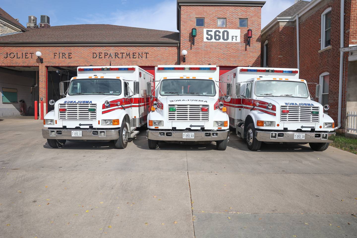 Joliet Fire Department donated three ambulances to the Robbins and Ford Heights Fire Department at the Joliet Fire Department on East Clinton Street
on Tuesday, Oct. 22, 2024.