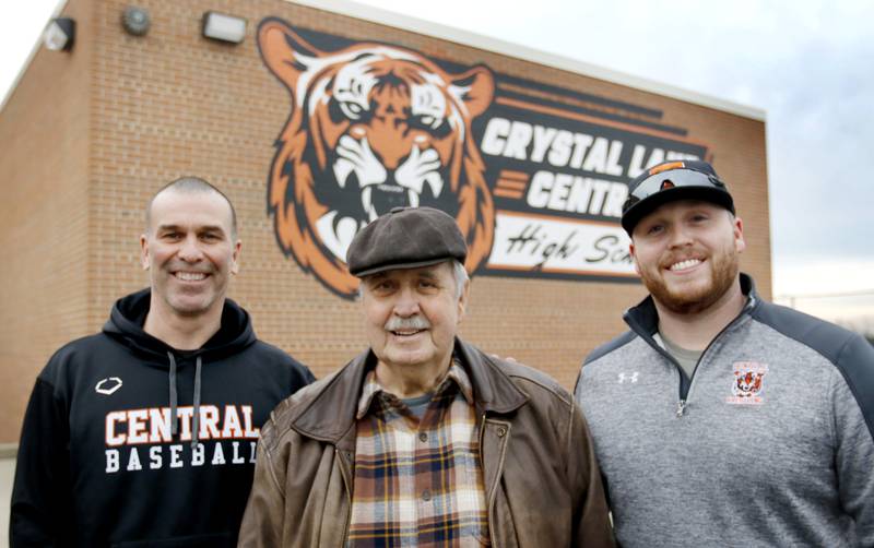 Cal Aldridge (right) is the new Crystal Lake Central baseball coach following in the footsteps of his grandfather, Gary, (center) and his father, Jeff, who both coached the Tiger's baseball team.
