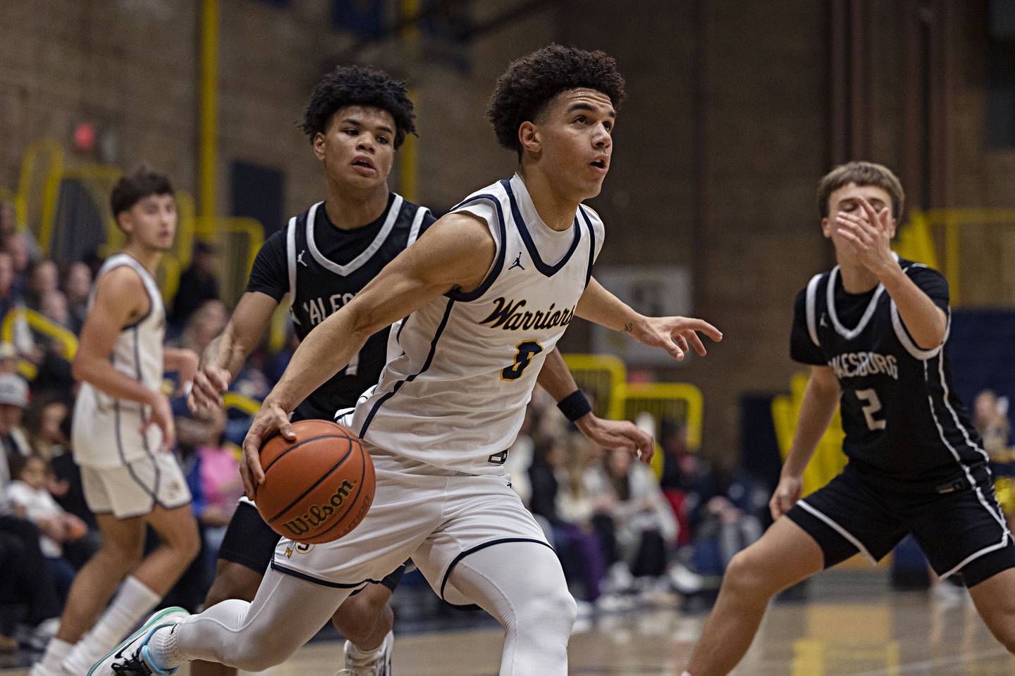 Sterling’s Andre Klaver drives to the hoop against Galesburg Friday, Jan. 5, 2024 at Sterling High School.