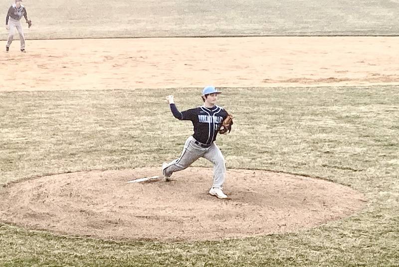 Bureau Valley Storm starter Sam Rouse fires a pitch home against Midland Tuesday.