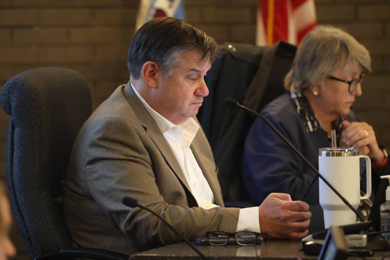 City of Joliet Plan Commission board memberJason Cox sits in on the vote for the proposed Data Center at the City of Joliet Plan Commission meeting on Thursday, March 5, 2026 in Joliet.
