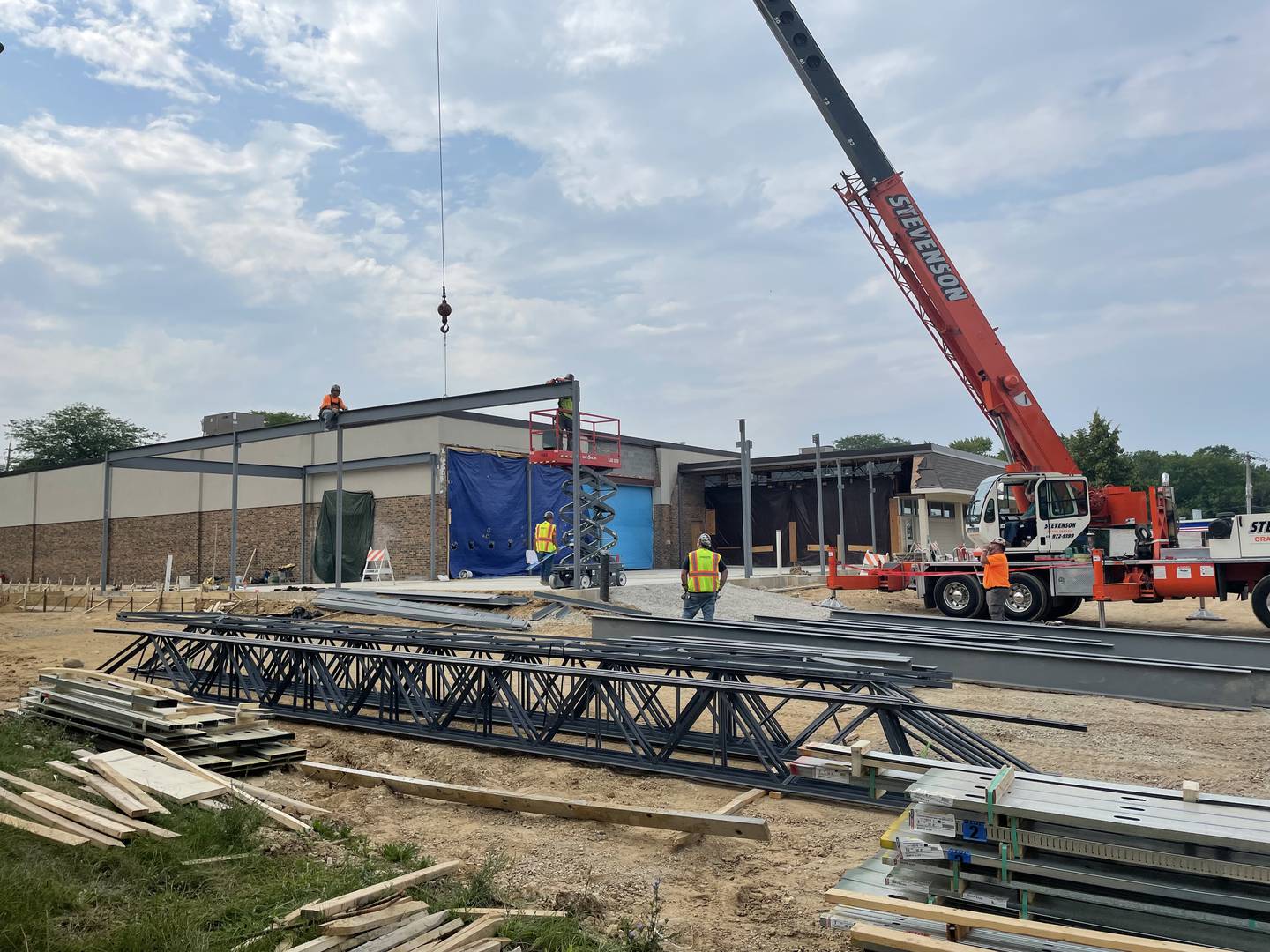 Contractors install steel framework last summer for the addition to Boulder Point. (Photo provided)