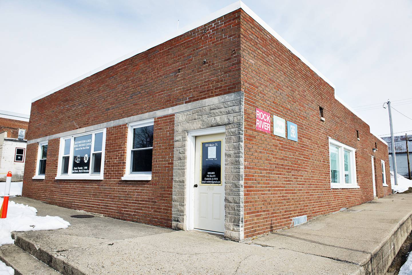 The Northwestern Illinois Model Railroad Club headquarters is at 101 Main Street, Chadwick, IL 61014.