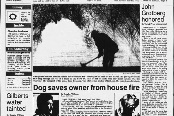 Historical covers for March 6: Dog saves owner from house fire