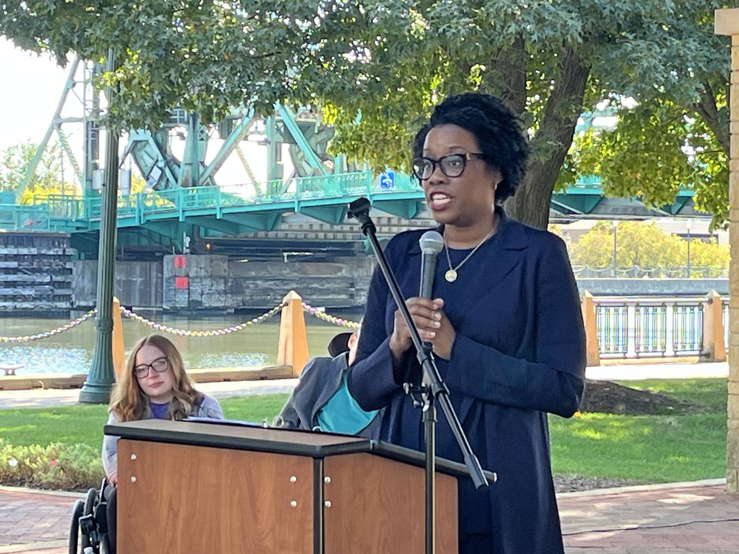 U.S. Rep. Lauren Underwood, D-Naperville, at Joliet's Disability Pride Fair on Saturday, Oct. 11, 2025.