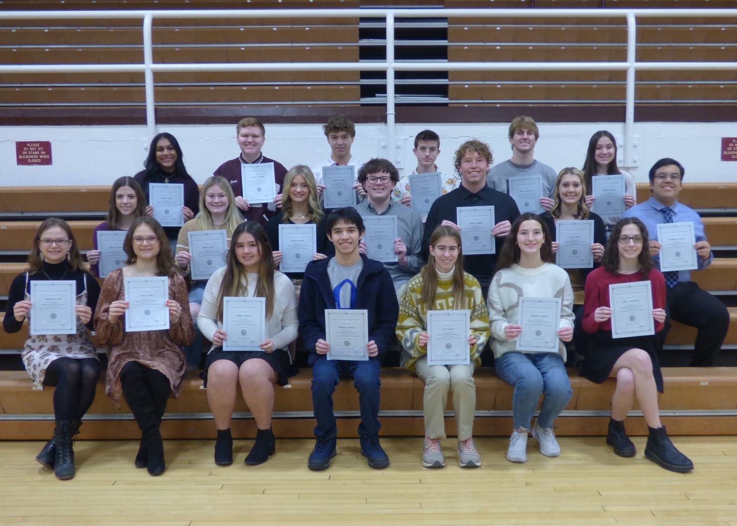 Pictured (row 1, left to right) are:  Graciela Best, Sofia Best, Alexa Chaidez, Chayapol Corsello, Joy Dudley, Abigail Henson, Avah Hitchcock, (row 2) Myah Hitchcock, Carley Hood, Natalie Lawton, Jack Mills, Justin Newman, Ava Ostrem, Alexander Pascual, (row 3) Priya Patel, Kieran Stewart, Brandon Temme, Kaden Welch, Jonah Williams, and Gretchen Zarbock.