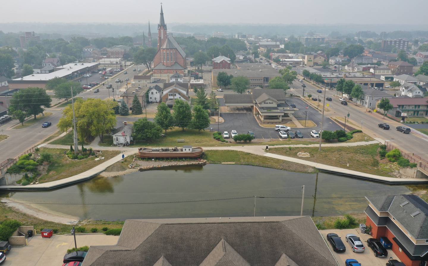 The Illinois and Michigan Canal has water flowing through it on Tuesday, June 27, 2023 downtown Ottawa.