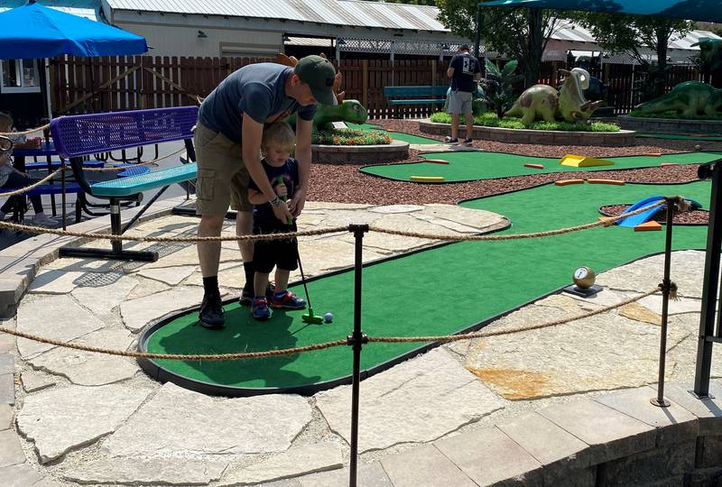 Jurassic Jen’s nine-hole golf course features unique obstacles and dinosaur-filled fairways perfect for a trip with family or friends.