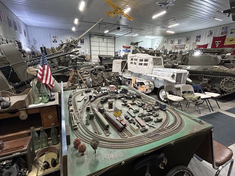 Roberts Armory, a WWII historical museum near Rochelle, has a wide variety of memorabilia on display. The white vehicle shown in the center is a 1944 M7 Allis Chalmers Snow Tractor.