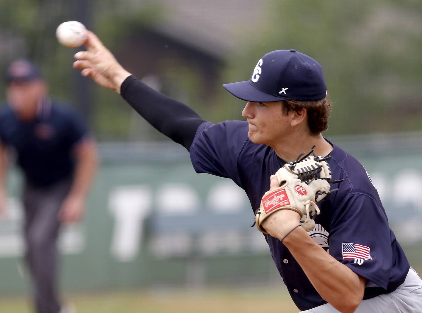 Cary-Grove's Kaden Norman throws a pitch during the IHSA Class 3A Grayslake Central Sectional Championship baseball game against Crystal Lake South on Saturday, June 7, 2025, at Grayslake Central High School.