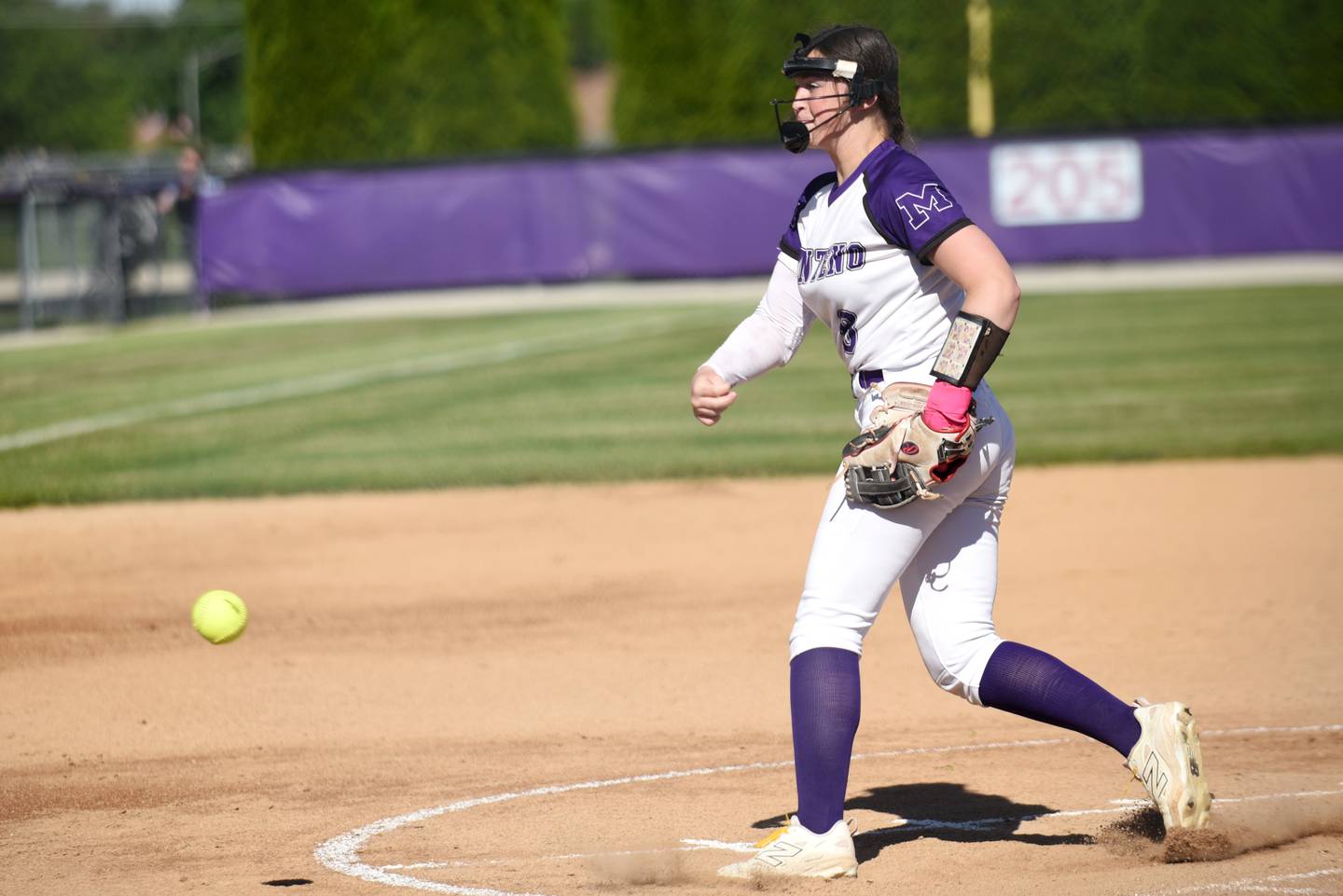 Manteno's Mady Dye throws a pitch during the Class 2A Manteno Regional semifinals against Coal City Wednesday, May 20, 2026.