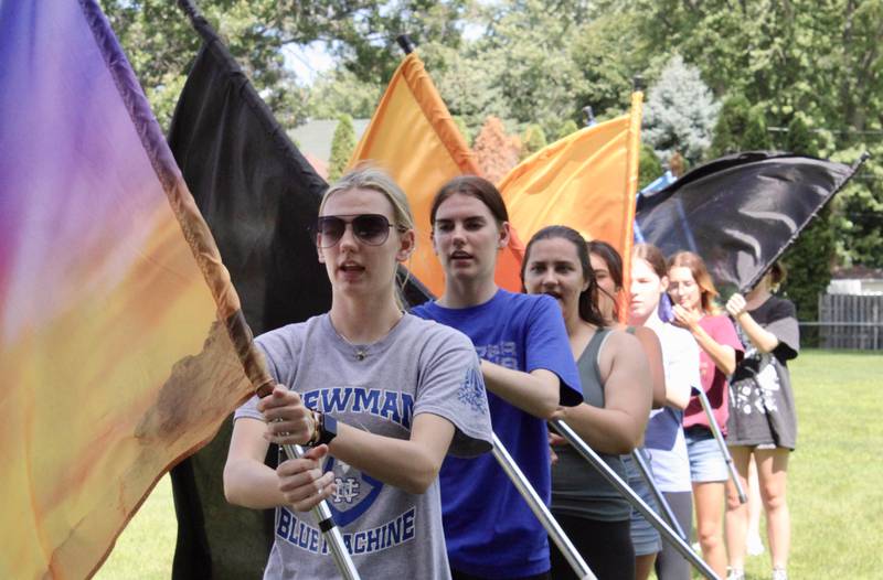 Members of the Rock Falls High School color guard take part in drills on the campus on Friday. The first full day of class is Aug. 18.