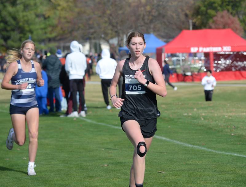 Erie-Prophetstown's Sarah Link runs at the 1A Rock Island Cross Country Sectional on Saturday, Nov. 2, 2024 at Saukie Golf Course in Rock Island.