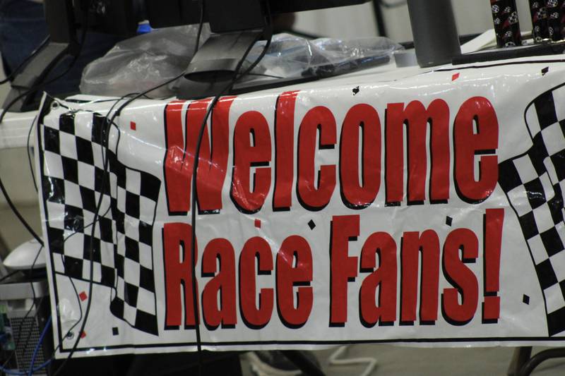 A banner welcomes parents and children to the Cub Scout Pack 85 Pinewood Derby on Saturday, Feb. 11, 2023, at Bethel Evangelical Congregational Church in Dixon.