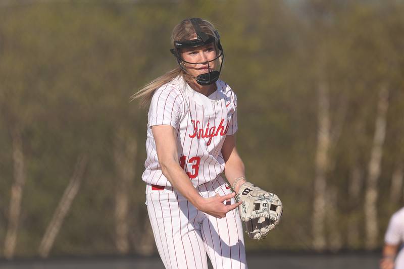 Lincoln-Way Central’s Lisabella Dimitrijevic delivers a pitch against Lincoln-Way West on Thursday, April 24, 2024 in New Lenox.