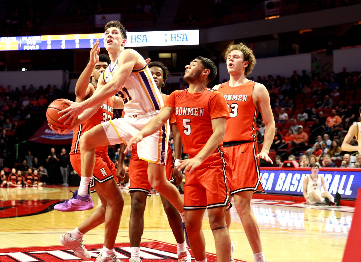 Downers Grove North’s Jack Stanton goes up for a shot during the Class 4A Normal Supersectional game against Normal Community on Monday, March 4, 2024.